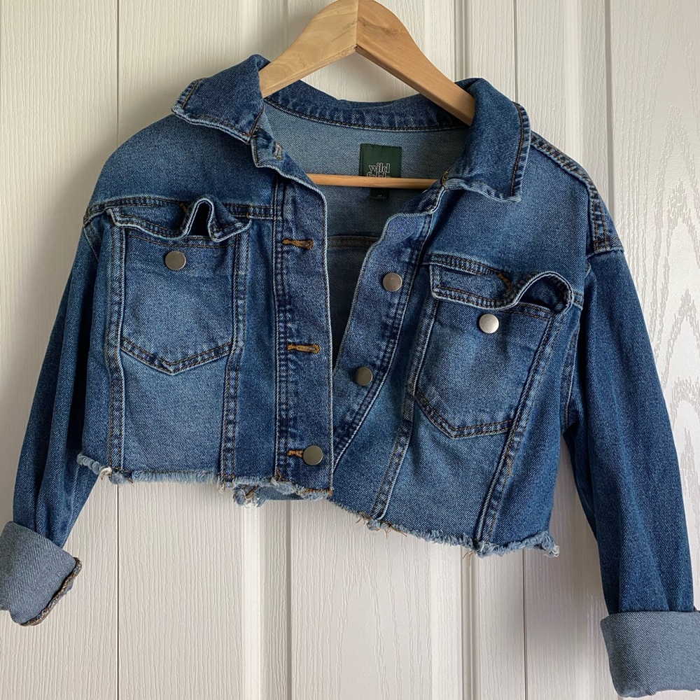 Jean button down crop top jacket